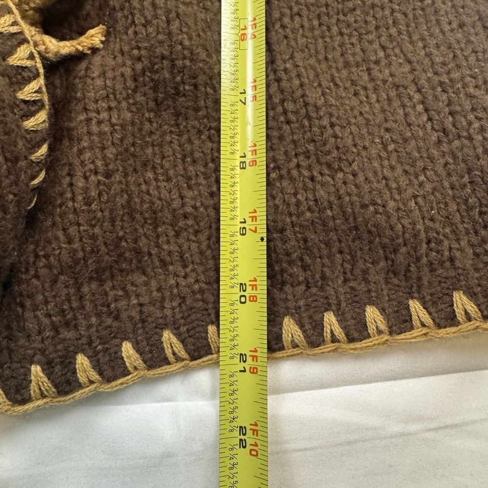 VTG Moda International Brown Tan Open Cardigan Whipstitch‎ Trim Wool Small - Picture 6 of 6